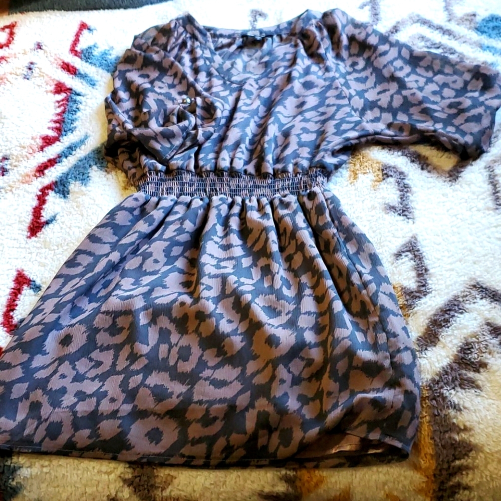 Purple pattern sheer dress